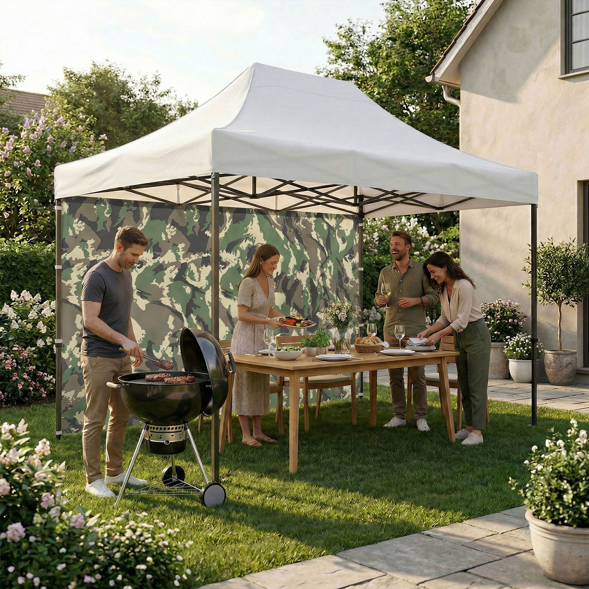 Telo laterale da 450x200h cm per gazebo da giardino camouflage