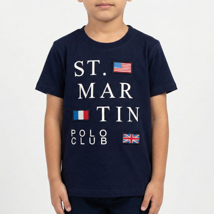 T-shirt maniche corte con stampa logo e bandierine