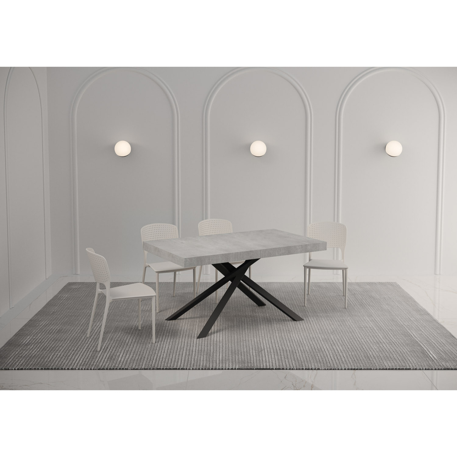 Tavolo allungabile 80x140/224 cm Karida cemento gambe antracite