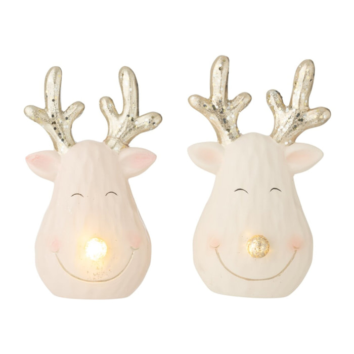 J-Line figurine Tête de Renne - céramique - mix - small - 2 pièces - LED