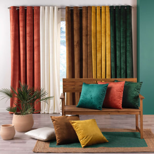 Rideau occultant en velours feuilles de monstera - Marron Clair