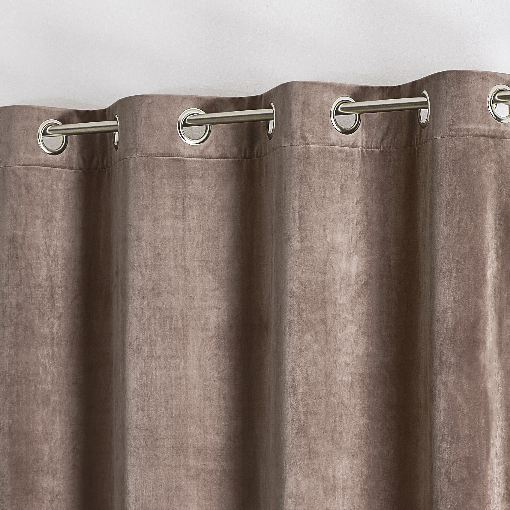 Rideau en velours feutré uni - Taupe