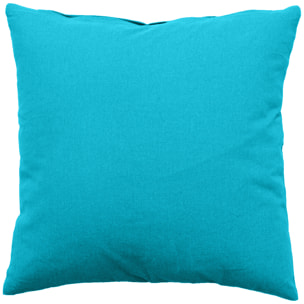 Coussin déhoussable uni en coton - Turquoise