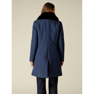 Oltre - Piumino dritto in nylon con collo bordato - Blu