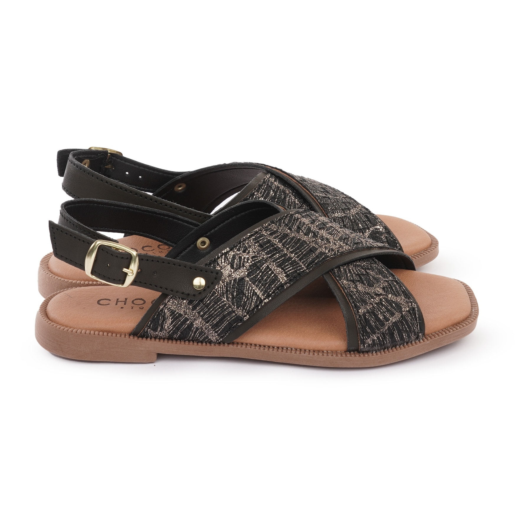 SANDALO FLAT INCROCIATO NERO