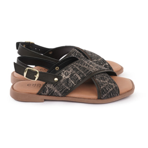 SANDALO FLAT INCROCIATO NERO