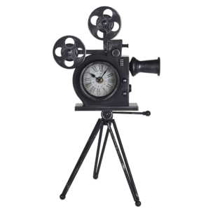 Well home reloj de mesa modelo cámara de peliculas en metal negro 29x22x53cm