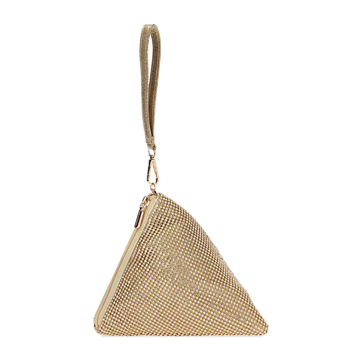Mini bag donna oro in laminato con pietre