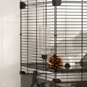 Jaula para Hurones de 4 Niveles con Bandeja Inferior Jaula para Roedores con Rampas Comedero y Bebedero Recinto para Chinchillas 73x47x80 cm Negro