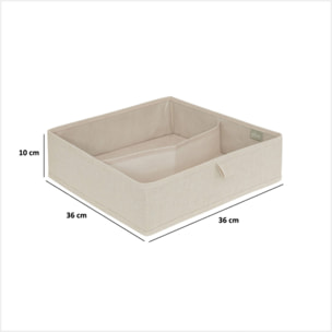 Rangement tiroir "Groomy" 2 compartiments beige 36x36cm