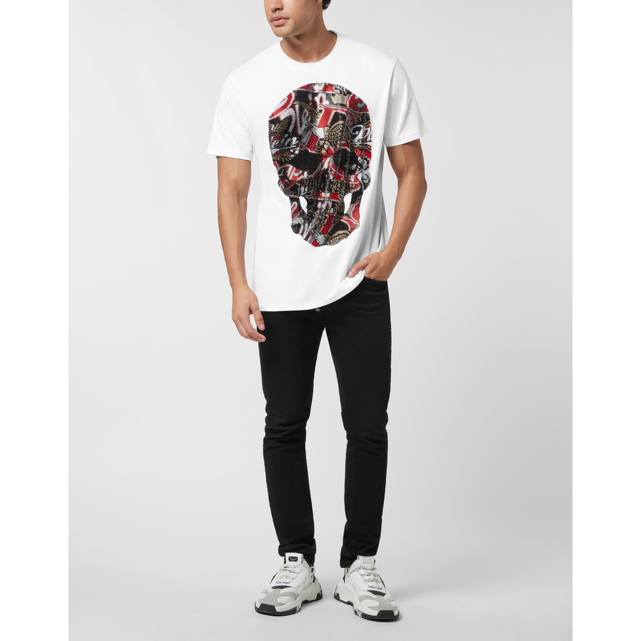 PHILIPP PLEIN Camiseta de cuello redondo y manga corta SKULL