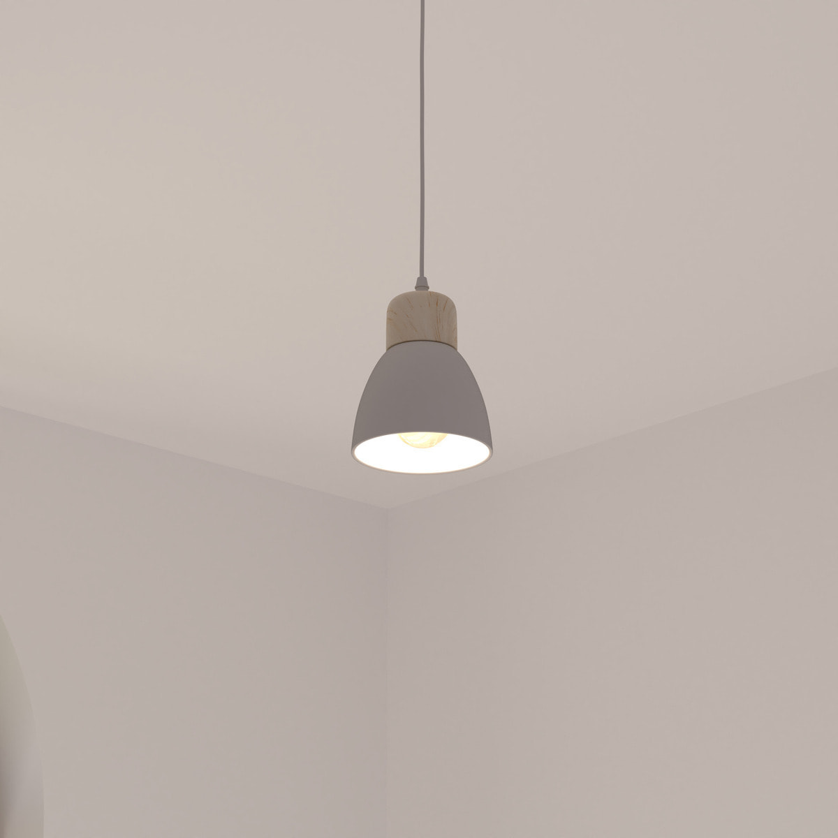 Suspension "Desy" blanche - métal & bois D15 cm