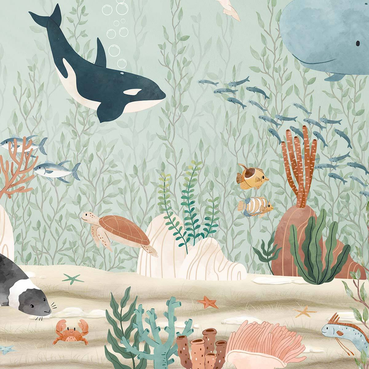 Papier peint créatures de la mer Intissé