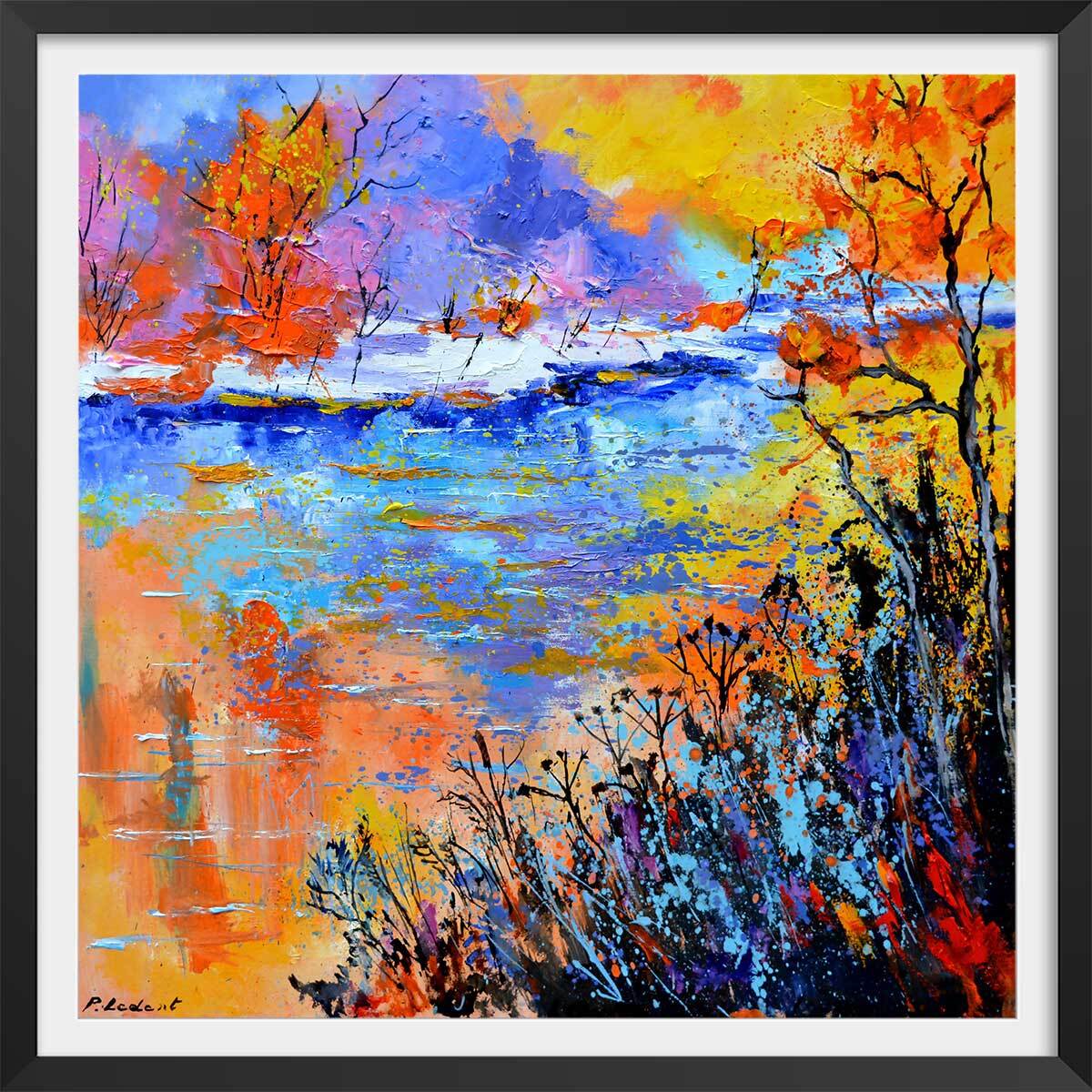 Affiche  reflets d'eaux Affiche + cadre en bois - Noir