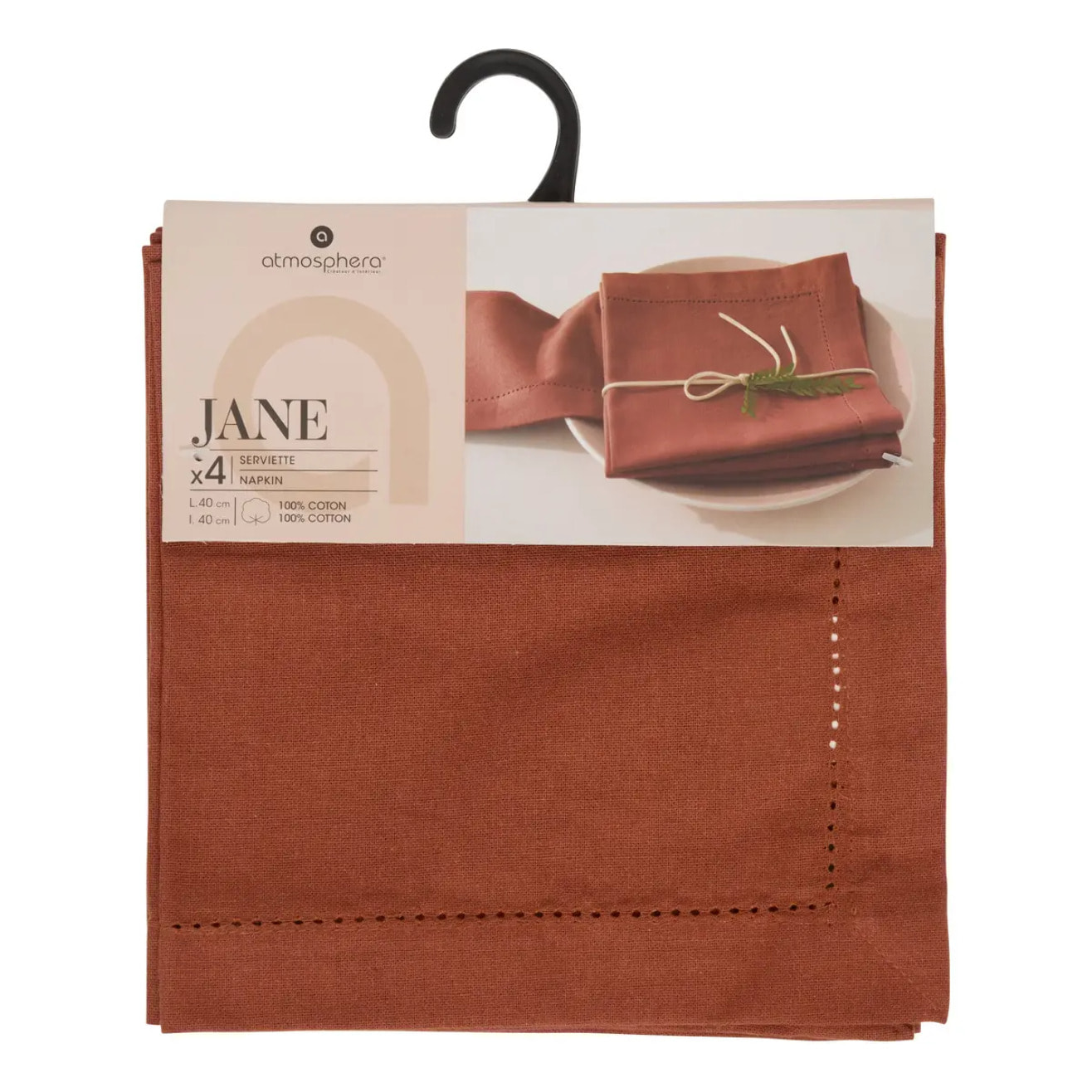 Serviette de table Jane 40x40 terracotta en coton
