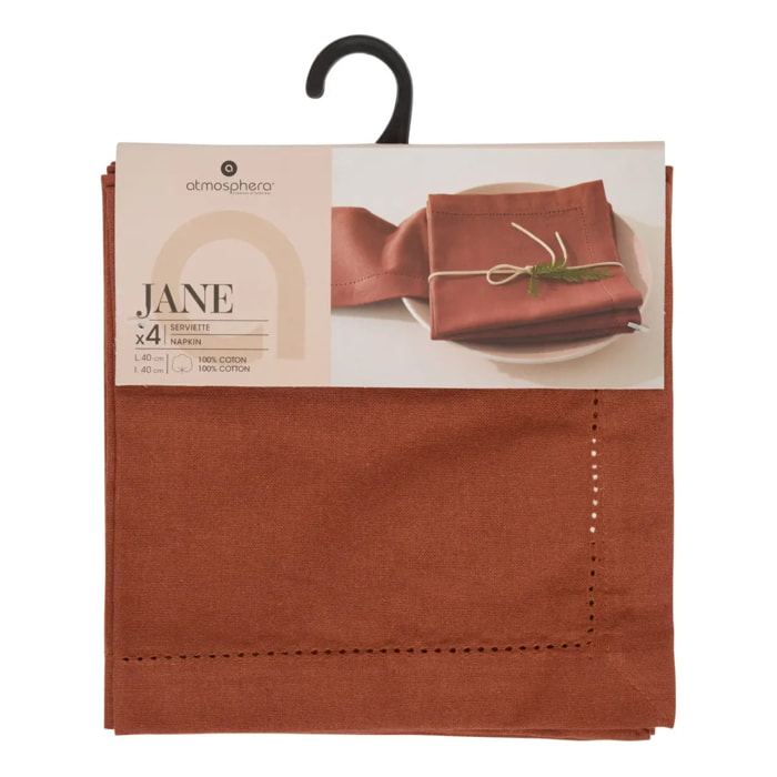 Serviette de table Jane 40x40 terracotta en coton