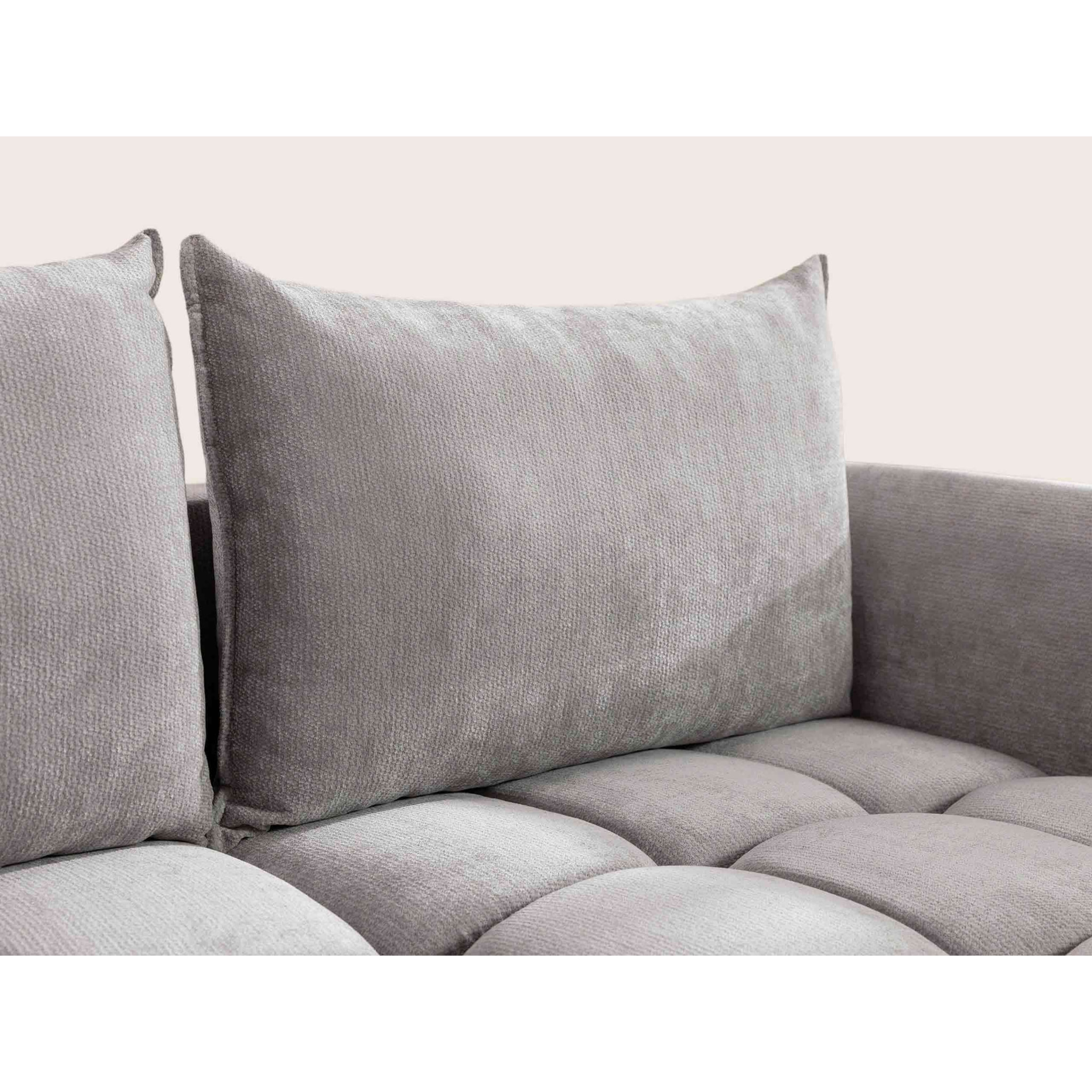 Ambroise - Canapé d'angle droit 4 places convertible avec coffre en velours texturé - Gris clair
