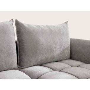 Ambroise - Canapé d'angle droit 4 places convertible avec coffre en velours texturé - Gris clair