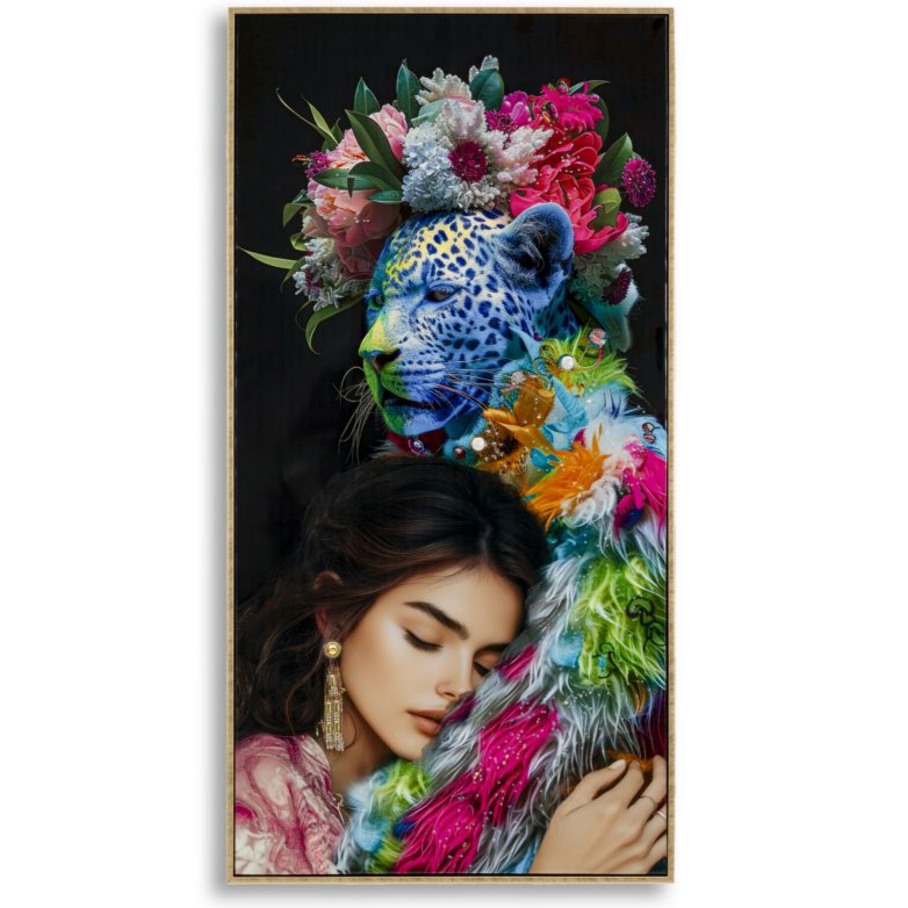 DIPINTO SU TELA LACCATO MOIRA C/CORNICE -B- CM 52X4X102