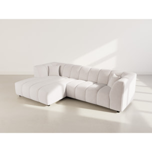 Curtis - canapé d'angle gauche 4 places avec accoudoir en tissu texturé - Beige