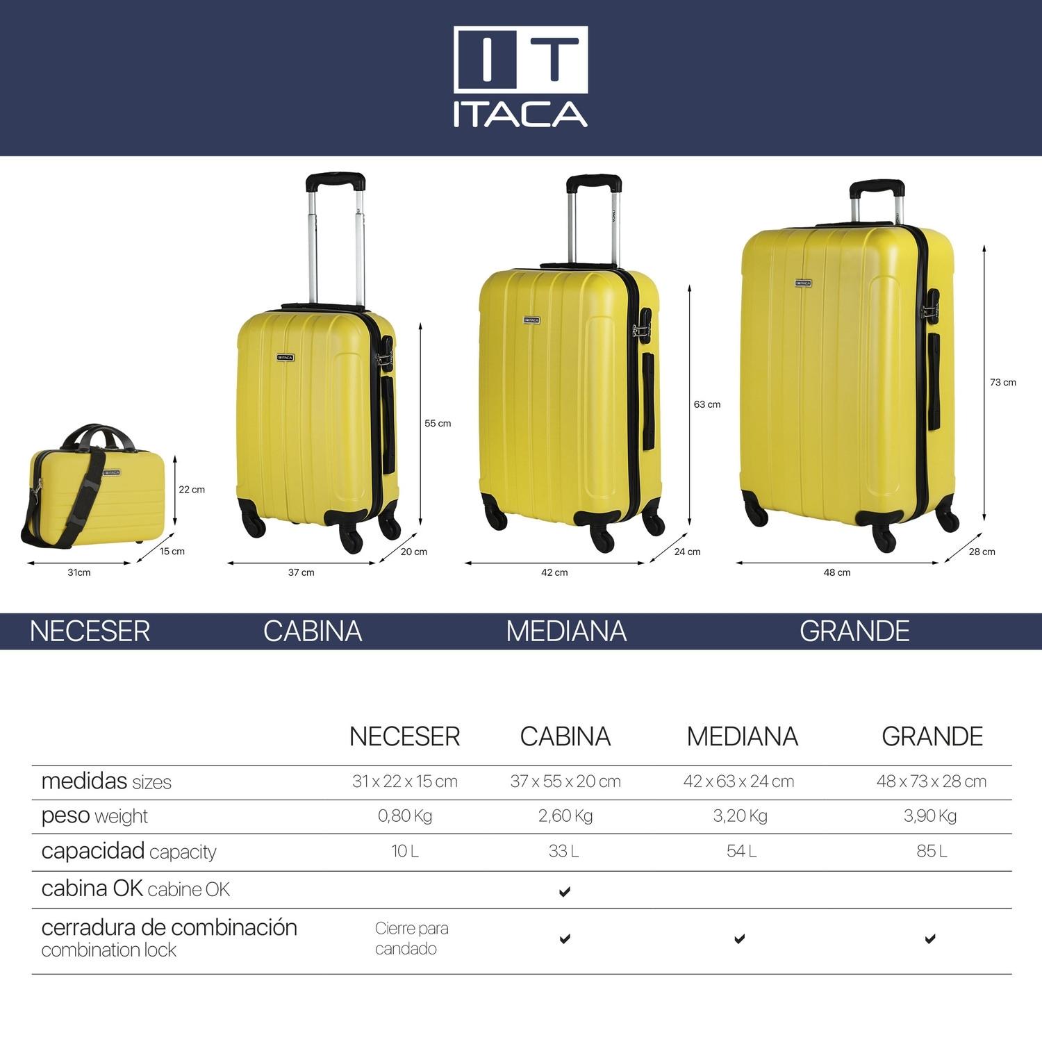 Trolley Mediano 60 Cms Y Neceser Itaca Diamond Amarillo