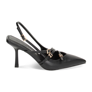 Décolleté slingback nere, tacco 8,5 cm