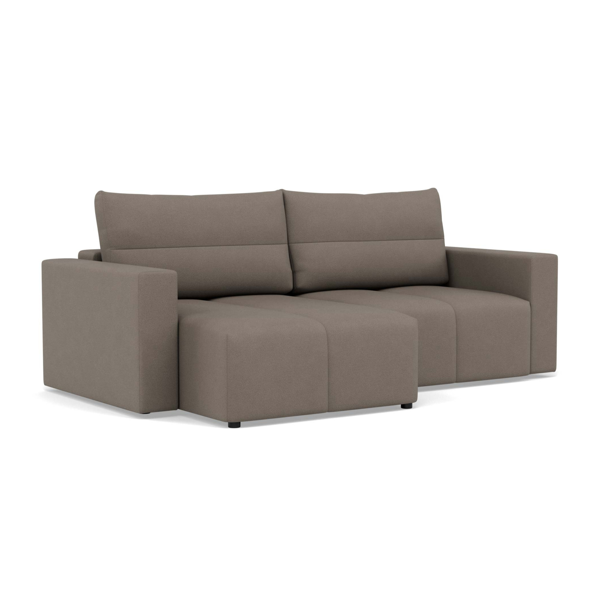 Daryl - canapé d'angle réversible 4 places convertible avec coffre en tissu texturé - Gris clair