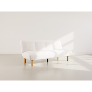 Soan - Banquette 2 places convertible clic-clac en velours texturé - Beige