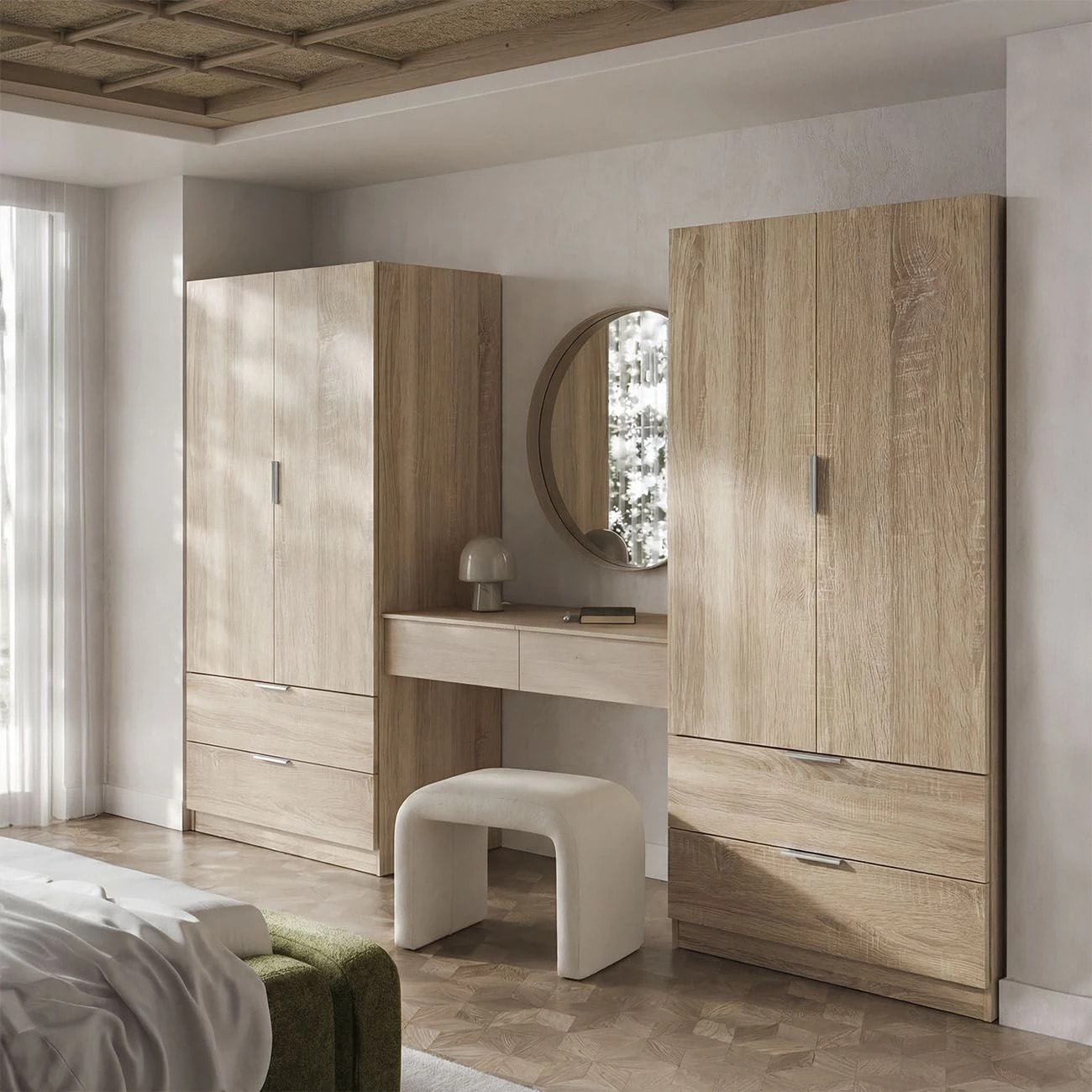 Armario de 2 puertas y 2 cajones en roble canadian 81,5x180 cm Lark Roble