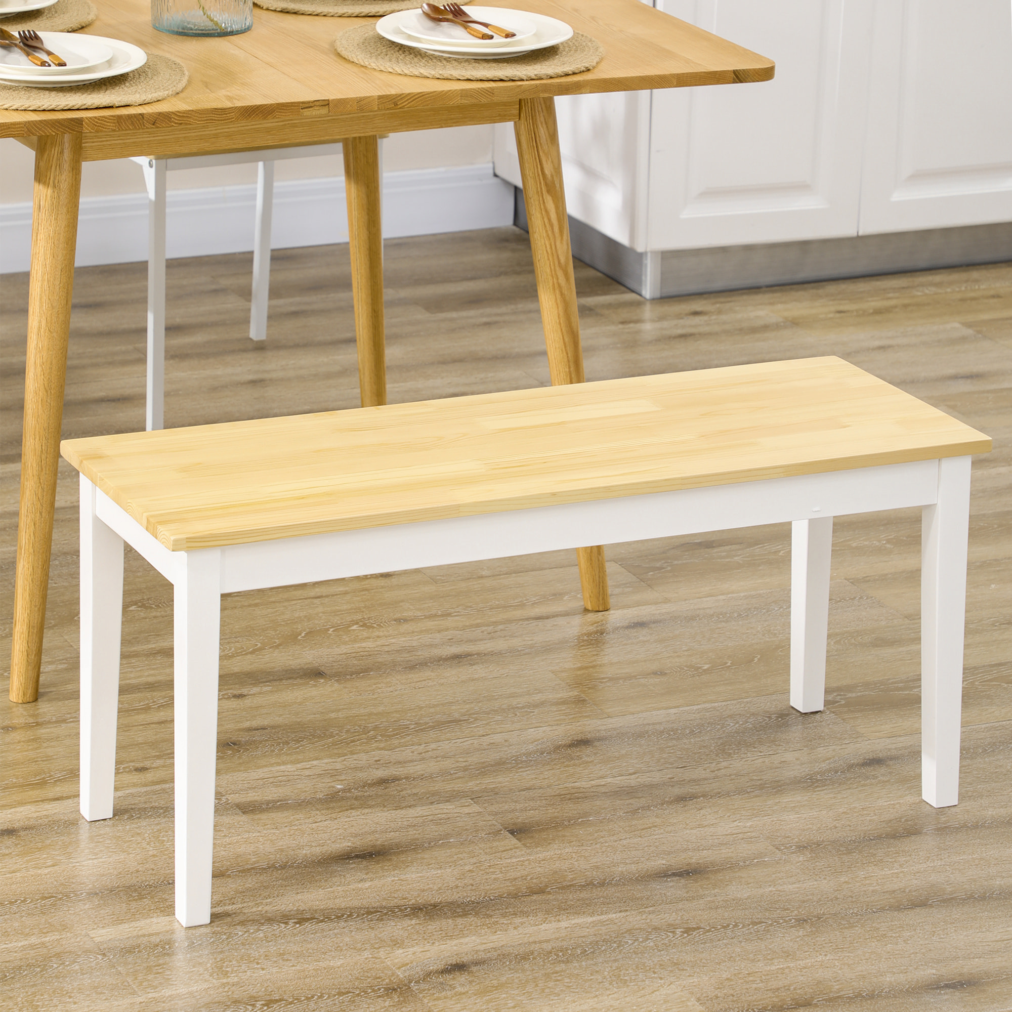 Banc 2 personnes dim. 102L x 36l x 45H cm bois de pin blanc