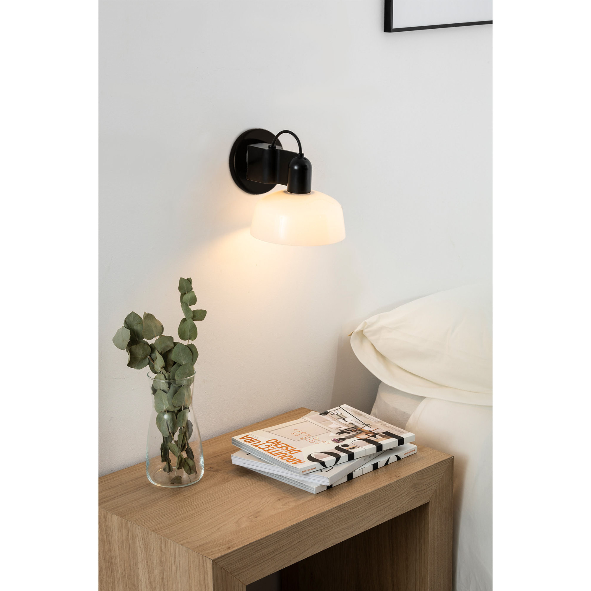 TATAWIN Lampada da parete vetro bianca