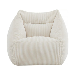 Pouf en velours côtelé "Medellin" - Beige - 85 x 85 x 72 cm