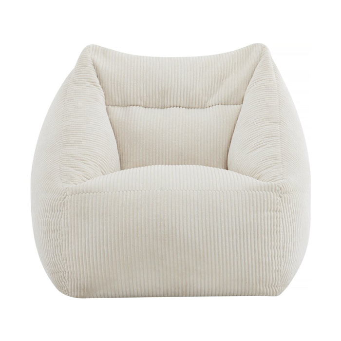 Pouf en velours côtelé "Medellin" - Beige - 85 x 85 x 72 cm