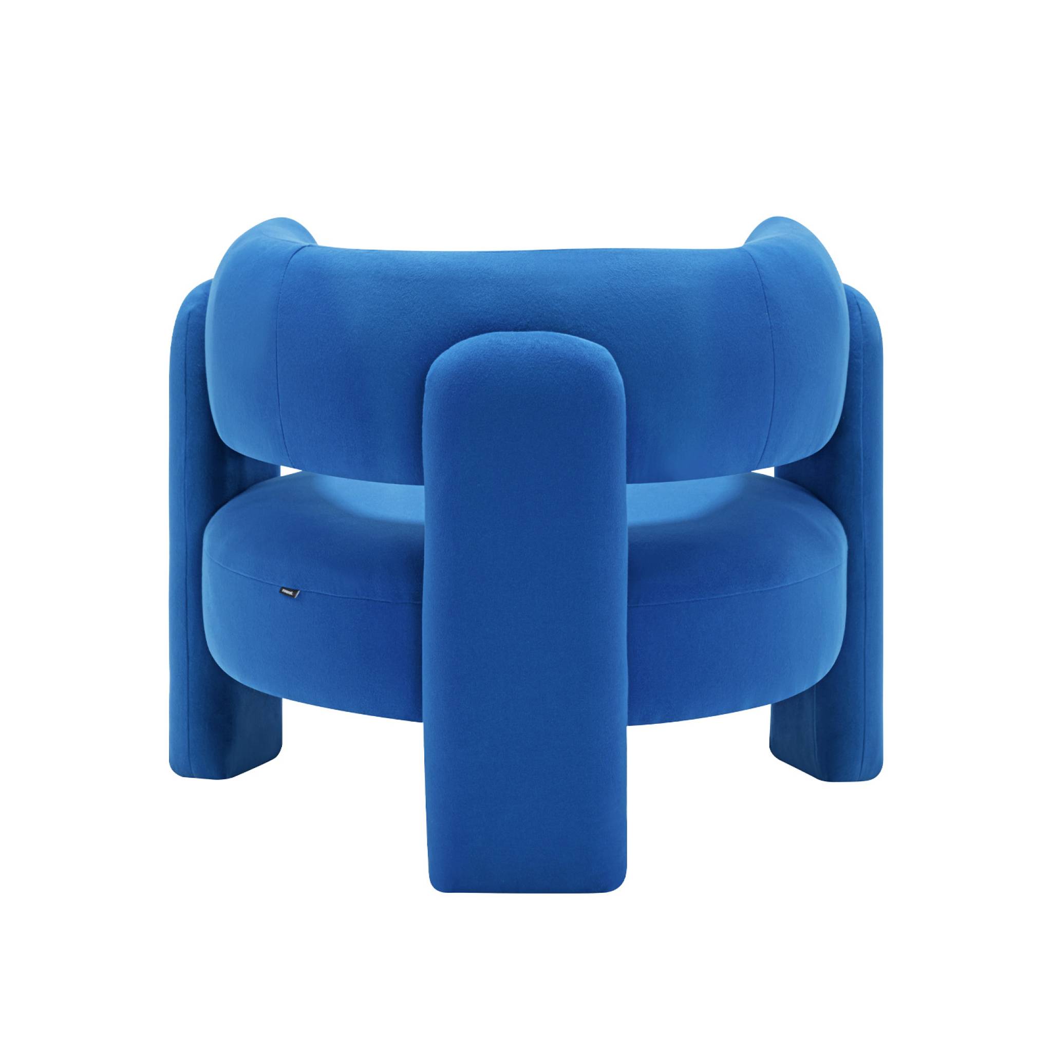 Fauteuil tripode en tissu bleu type feutrine