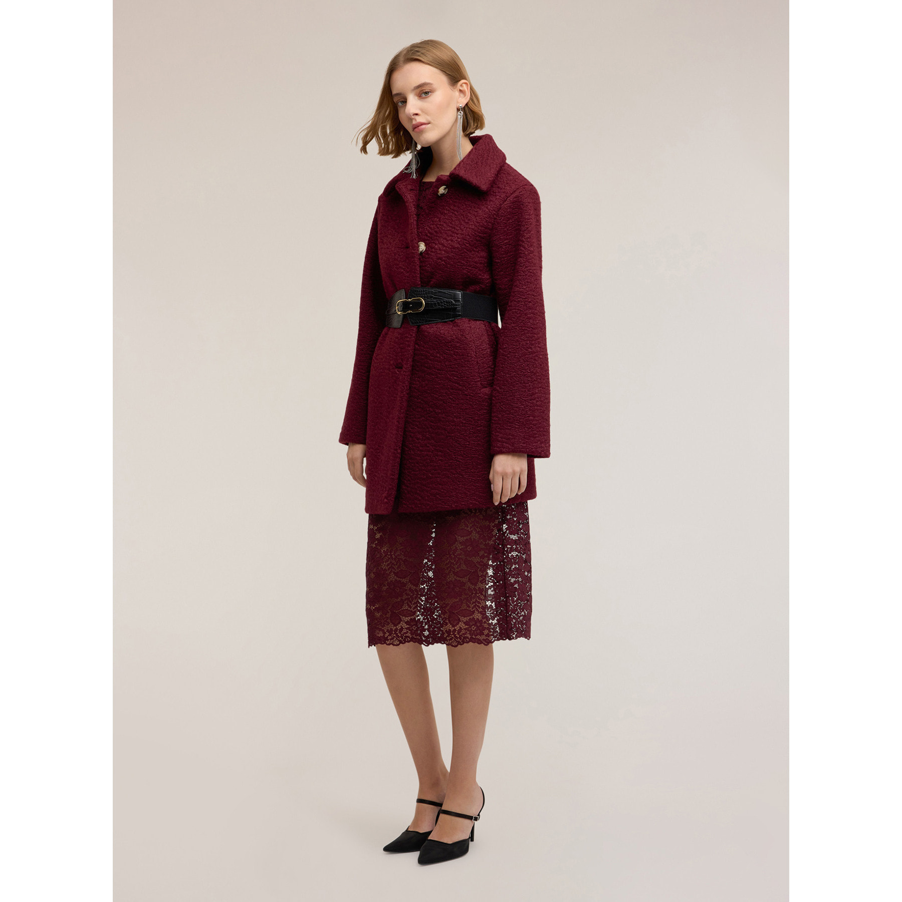 Motivi - Cappotto in panno bouclé - Bordeaux