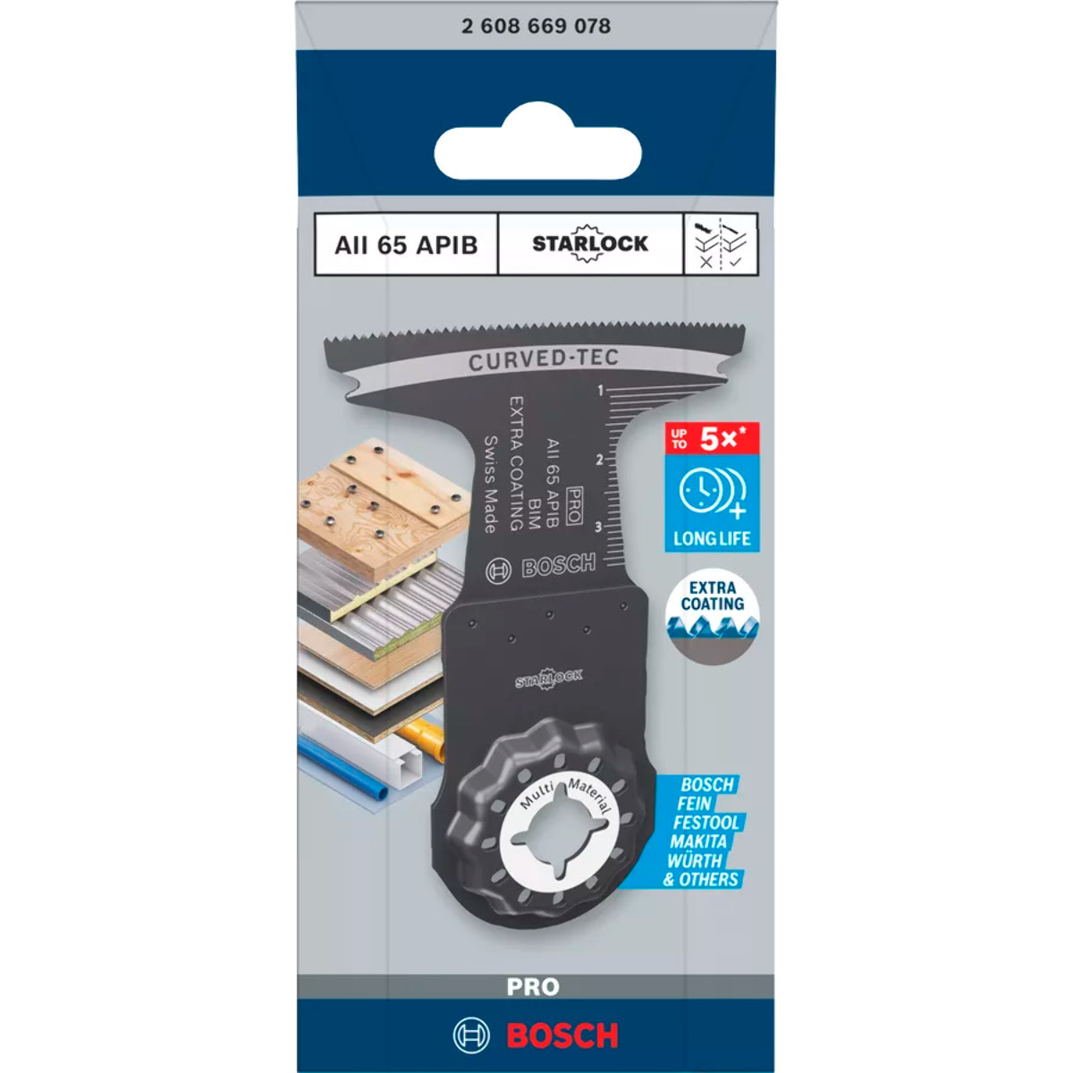 Lame Starlock Pro Bimétal Extra AII 65 APIB pour Bois / Métal - 65 x 40 mm - 1 pièces - BOSCH - 2608669081
