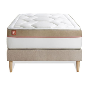 Ensemble Matelas Le Cosy - 30cm - Mémoire de forme - Confort durable - Sommier kit Beige
