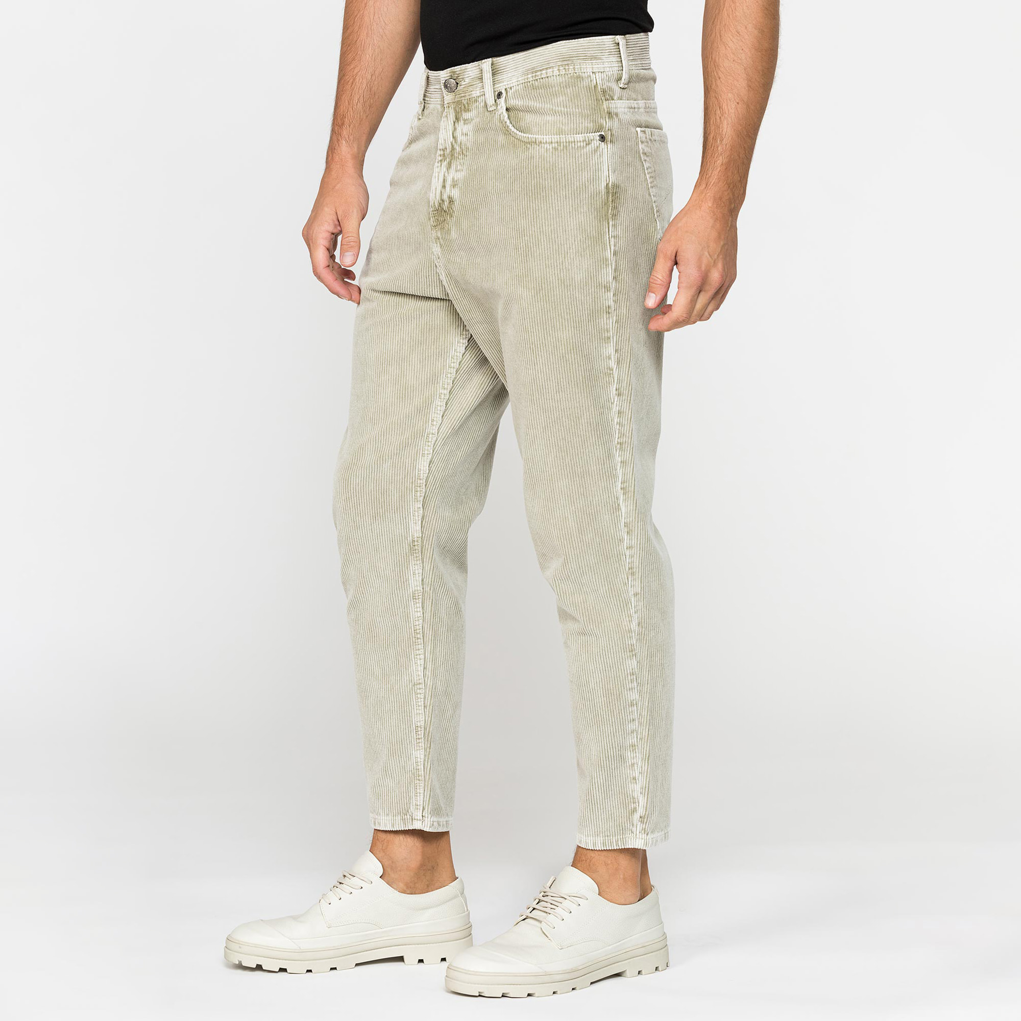 PANTALONE 5 TASCHE IN VELLUTO EFFETTO ACID WASH