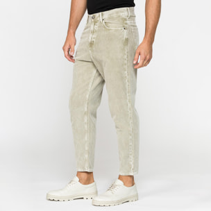 PANTALONE 5 TASCHE IN VELLUTO EFFETTO ACID WASH