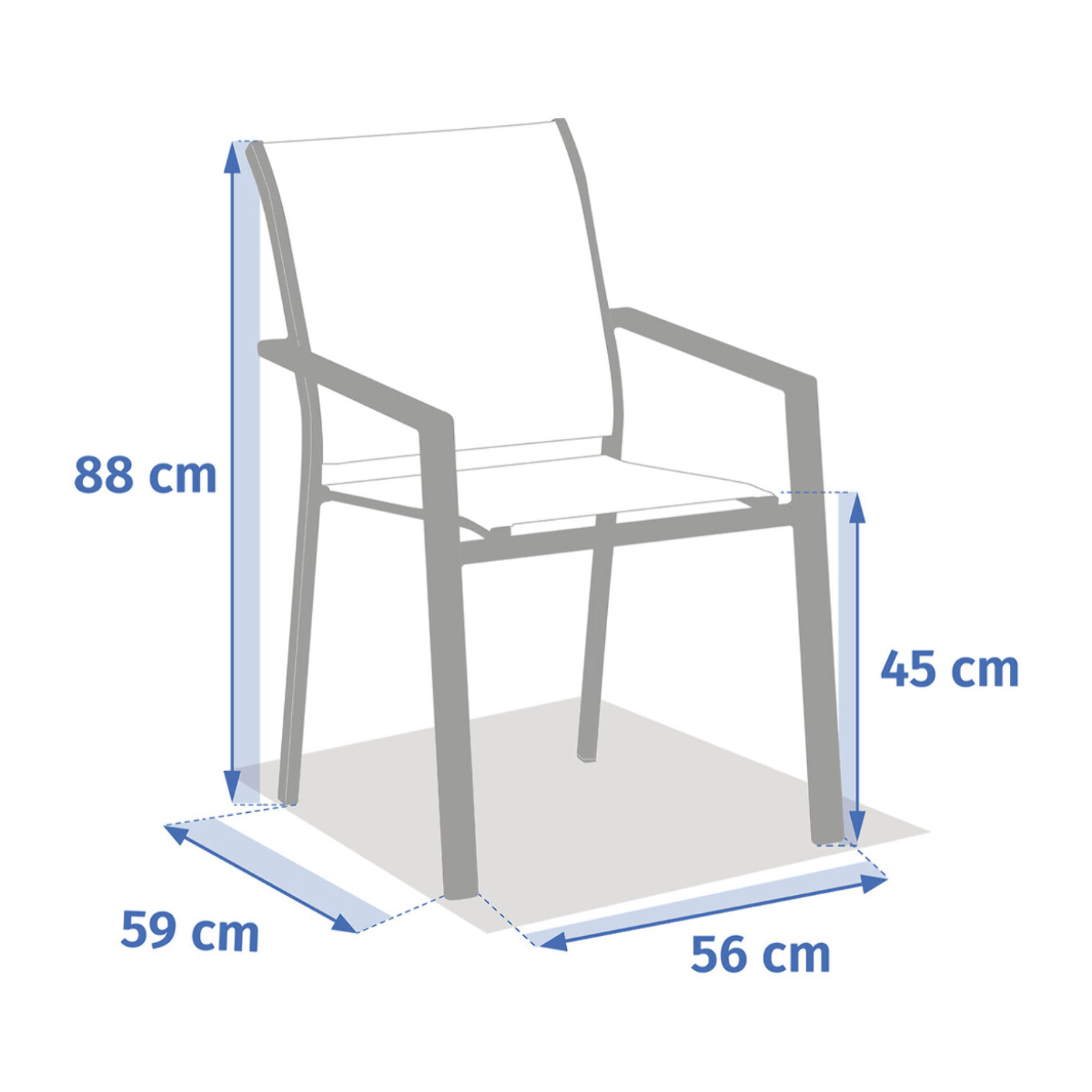 Fauteuil de jardin empilable "Essentia" lin & vert laurier aluminium et texaline