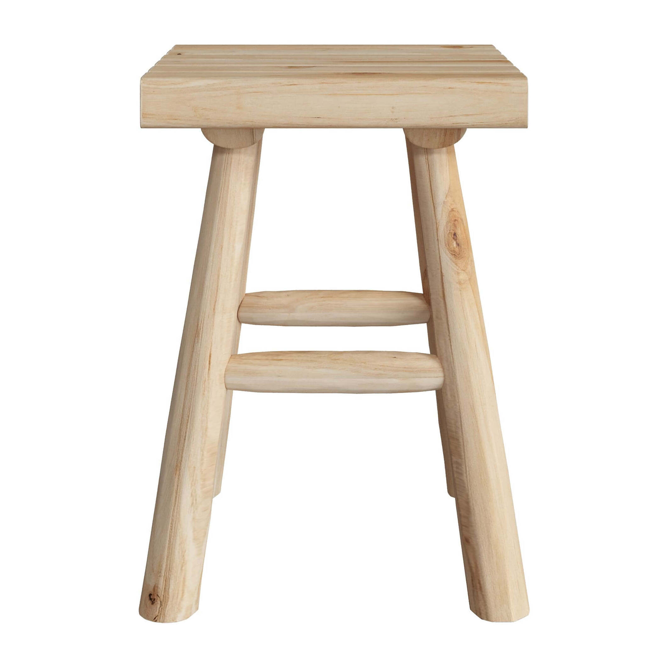 Tabouret de jardin carré en bois de teck brut H40 cm - Makam