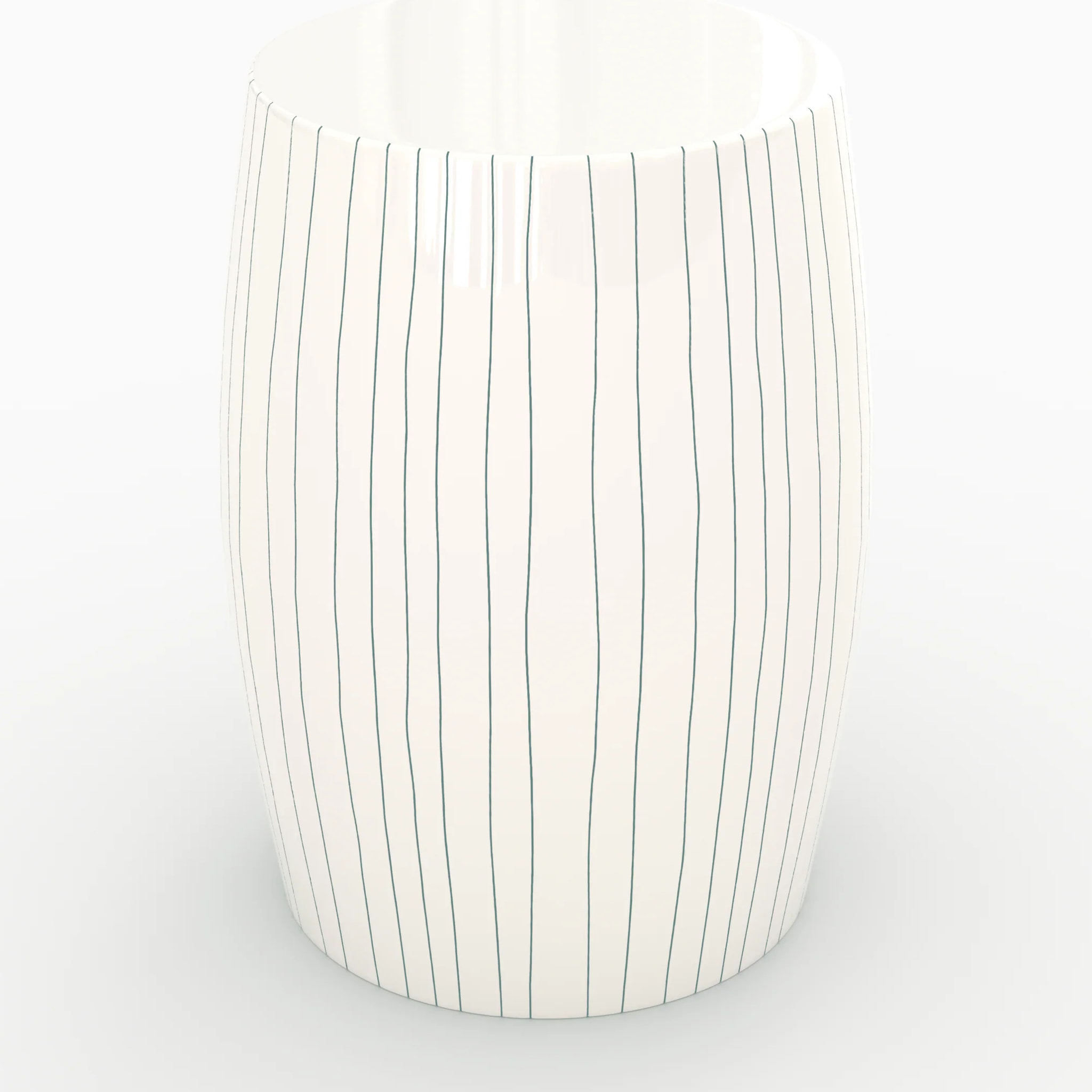 Table d'appoint ronde en métal blanc rayé D26 cm - Nello