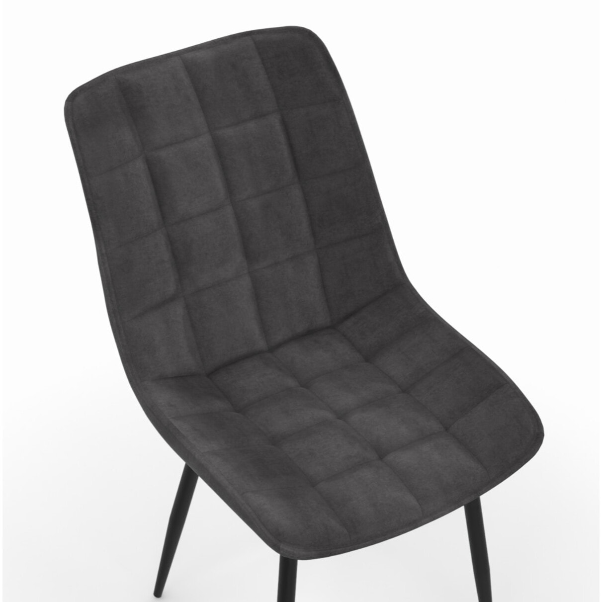 Chaises Melinda en velours - Gris - Pieds noirs
