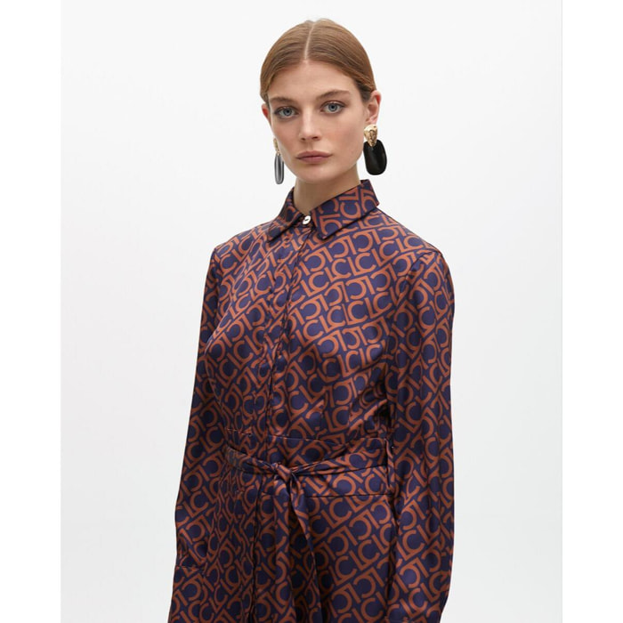 Abito Camicia con Stampa Logo