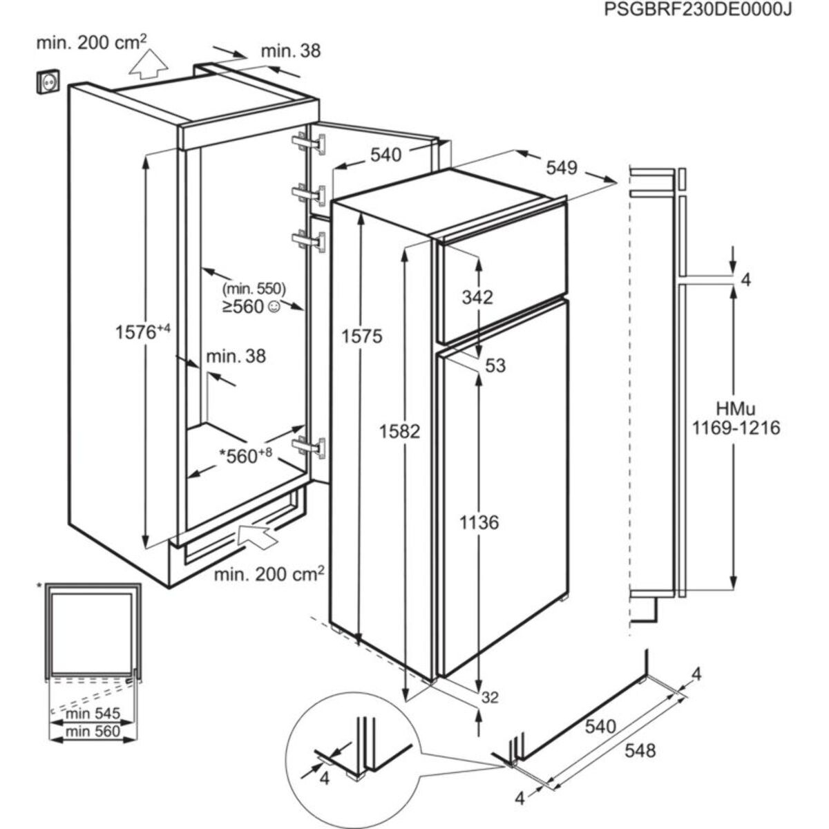 Réfrigérateur 2 portes encastrable ELECTROLUX ETS5LE16S ColdSense 2P