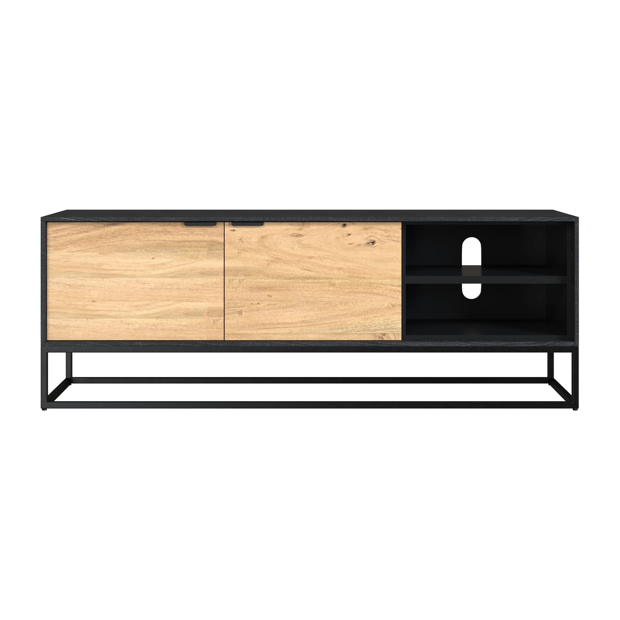 Meuble TV en bois d'acacia et pieds en métal 125 cm - Jakson