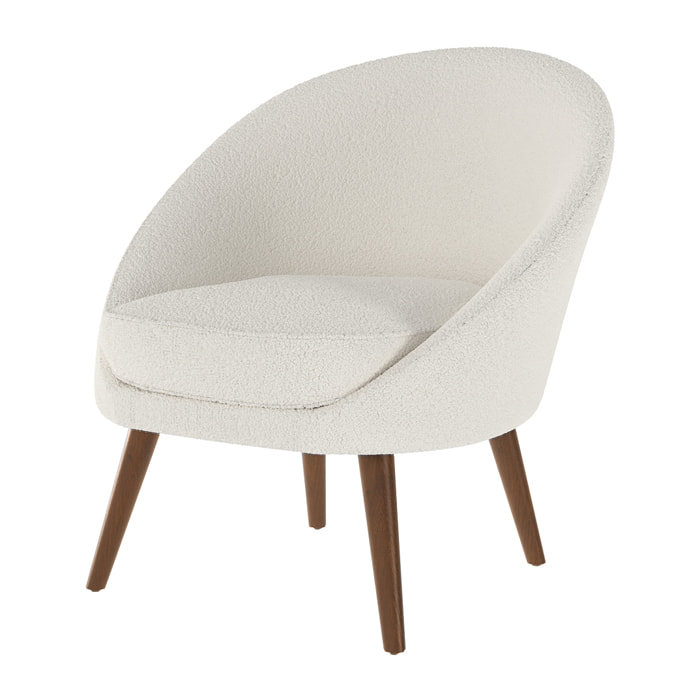 Fauteuil blanc Calypso effet laine bouclette