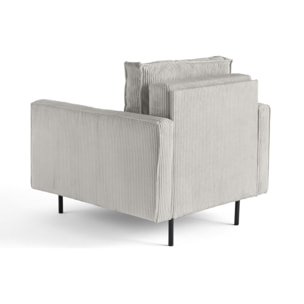 Charlie - fauteuil - pieds hauts - en velours côtelé - Gris clair