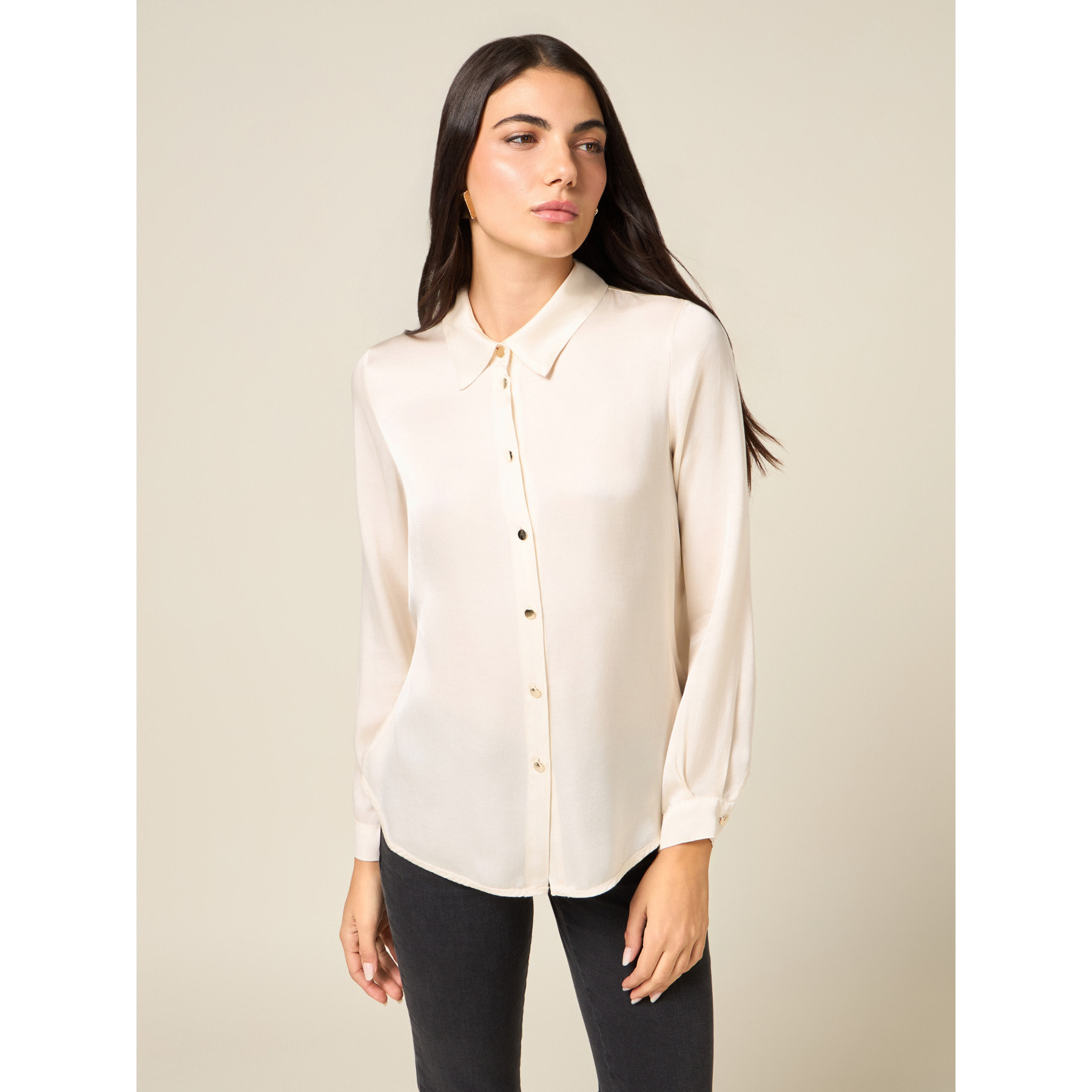 Oltre - Camicia in raso di viscosa - Bianco