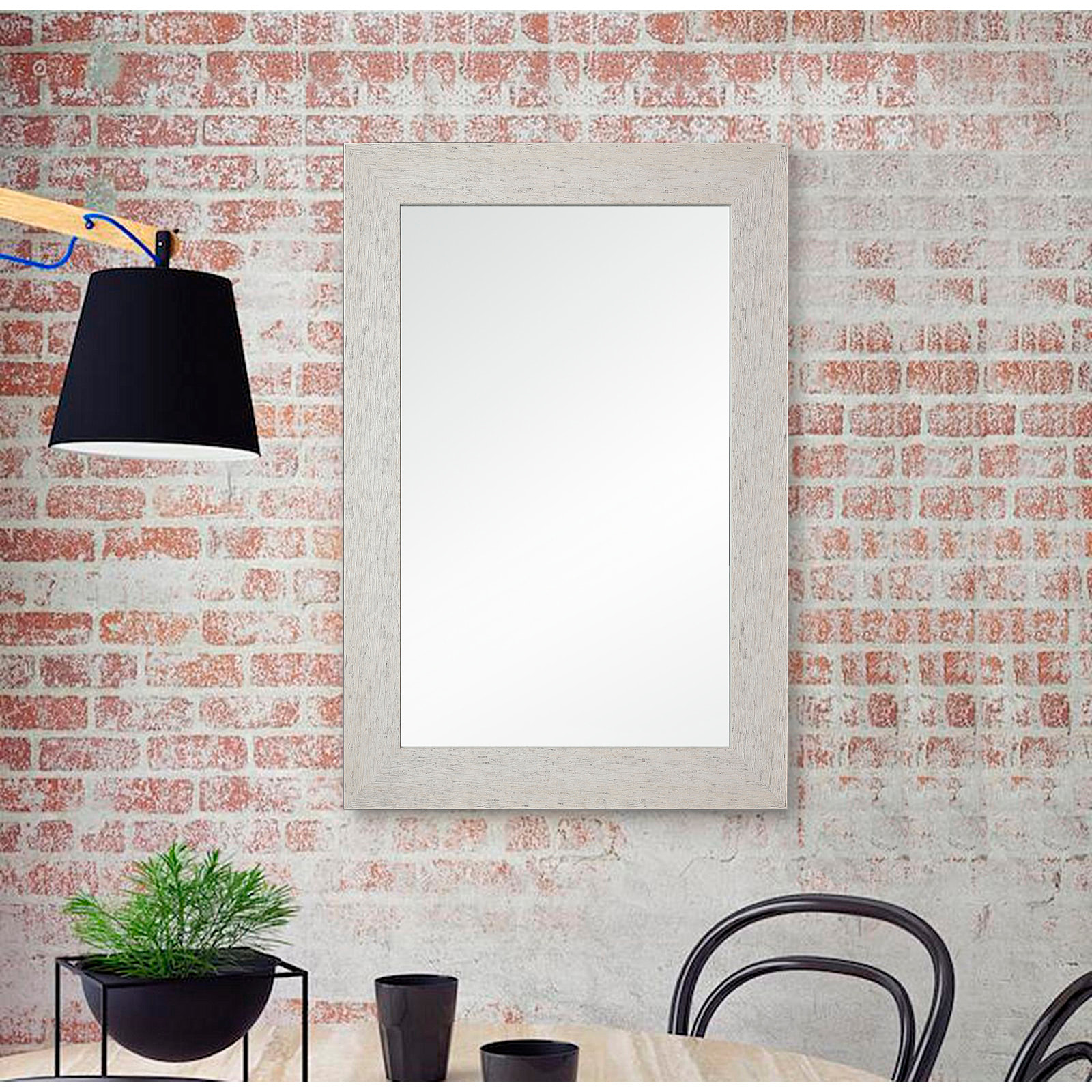 Espejo rectangular Vintage poliestireno blanco decapé 109x79x2 cm
